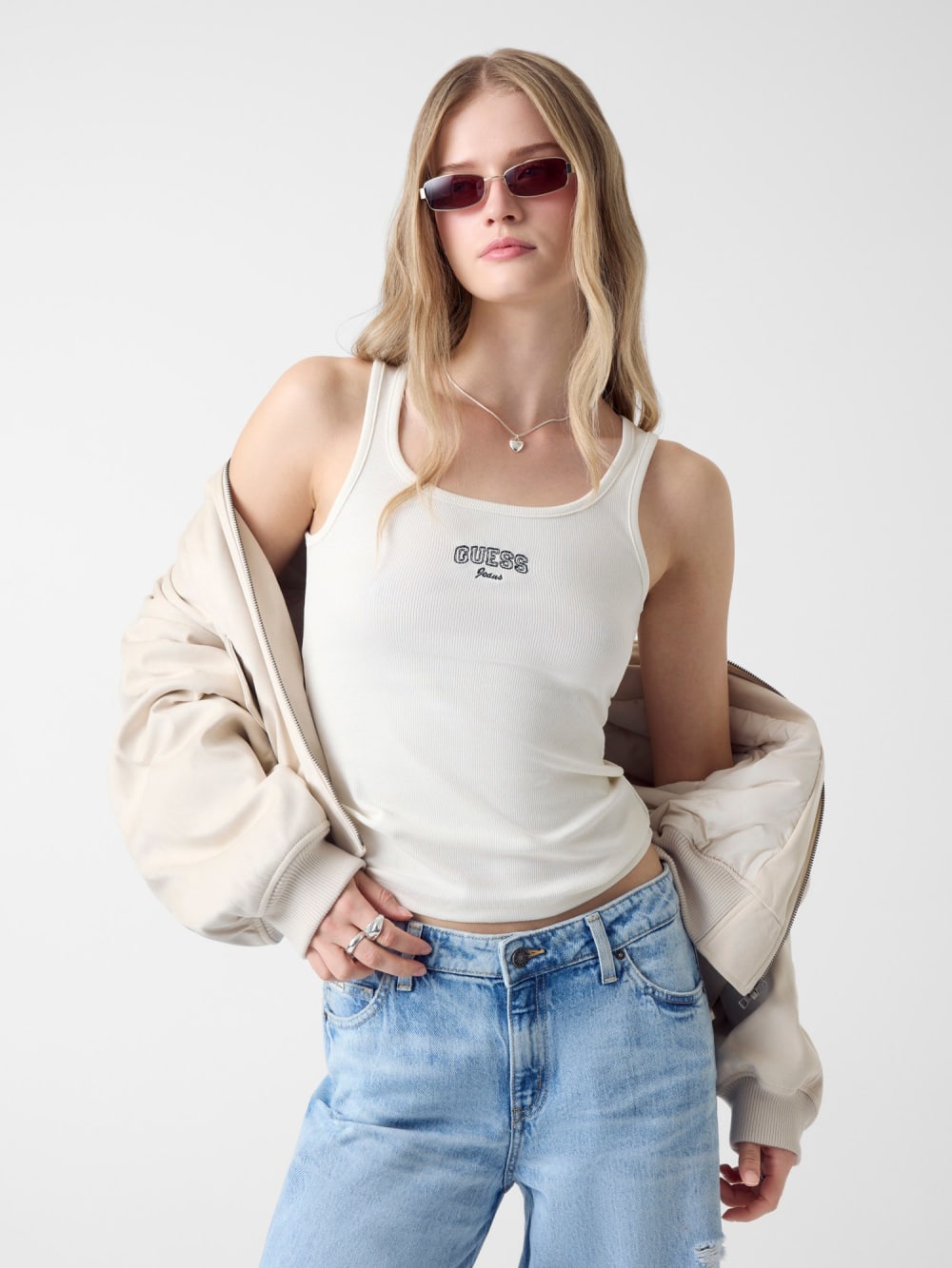 Embroidered Logo Slim Tank - Guess