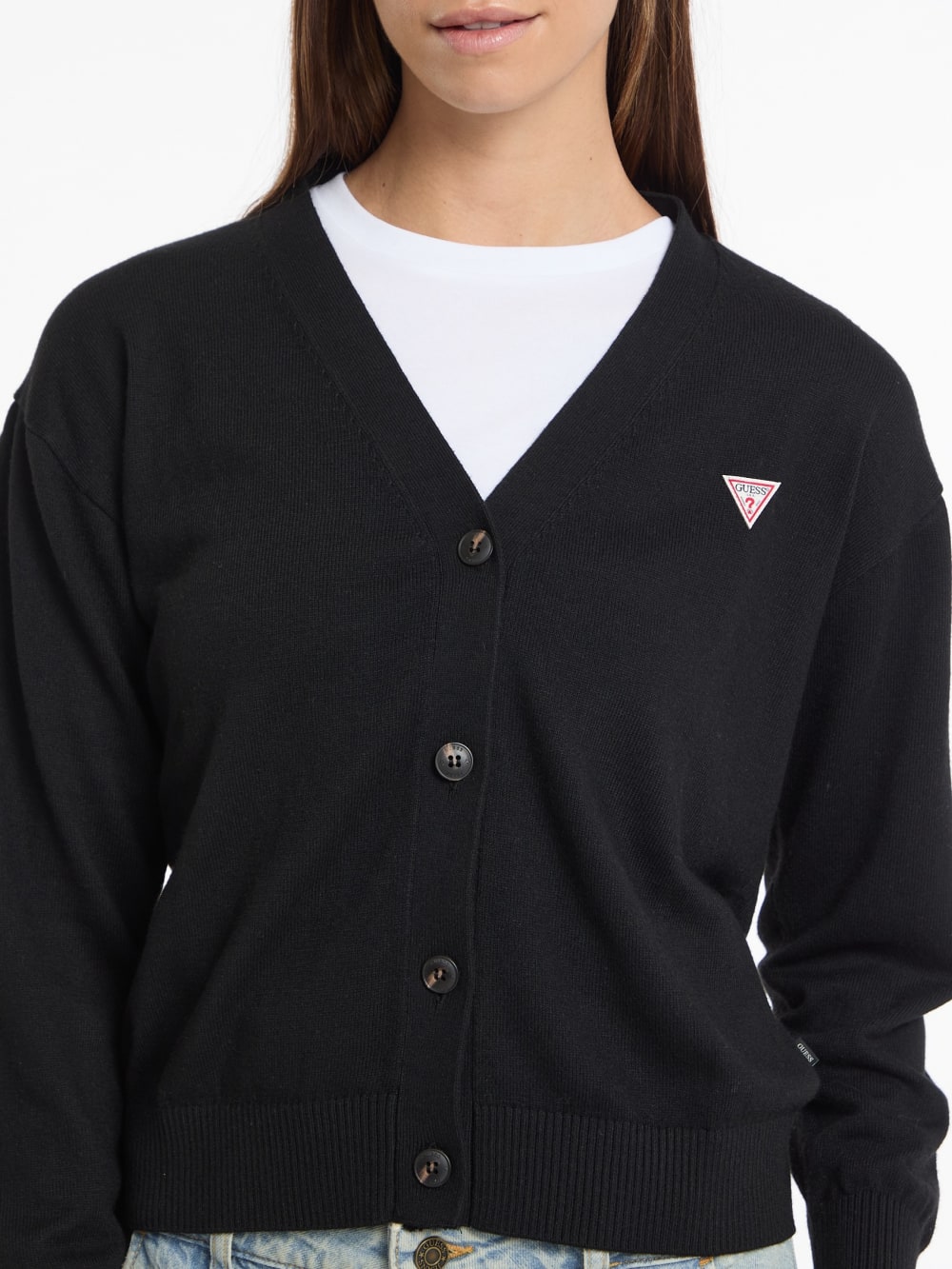 Silk and Wool-Blend Mini Triangle Cardigan - Guess