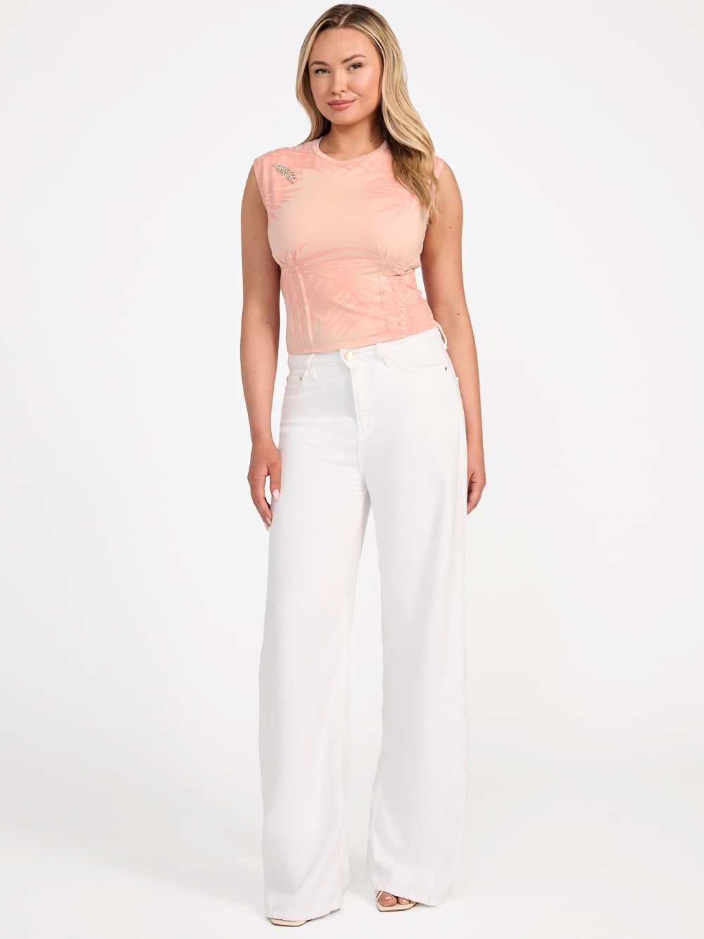 Eco Palm Leaf Corset Tee - Guess