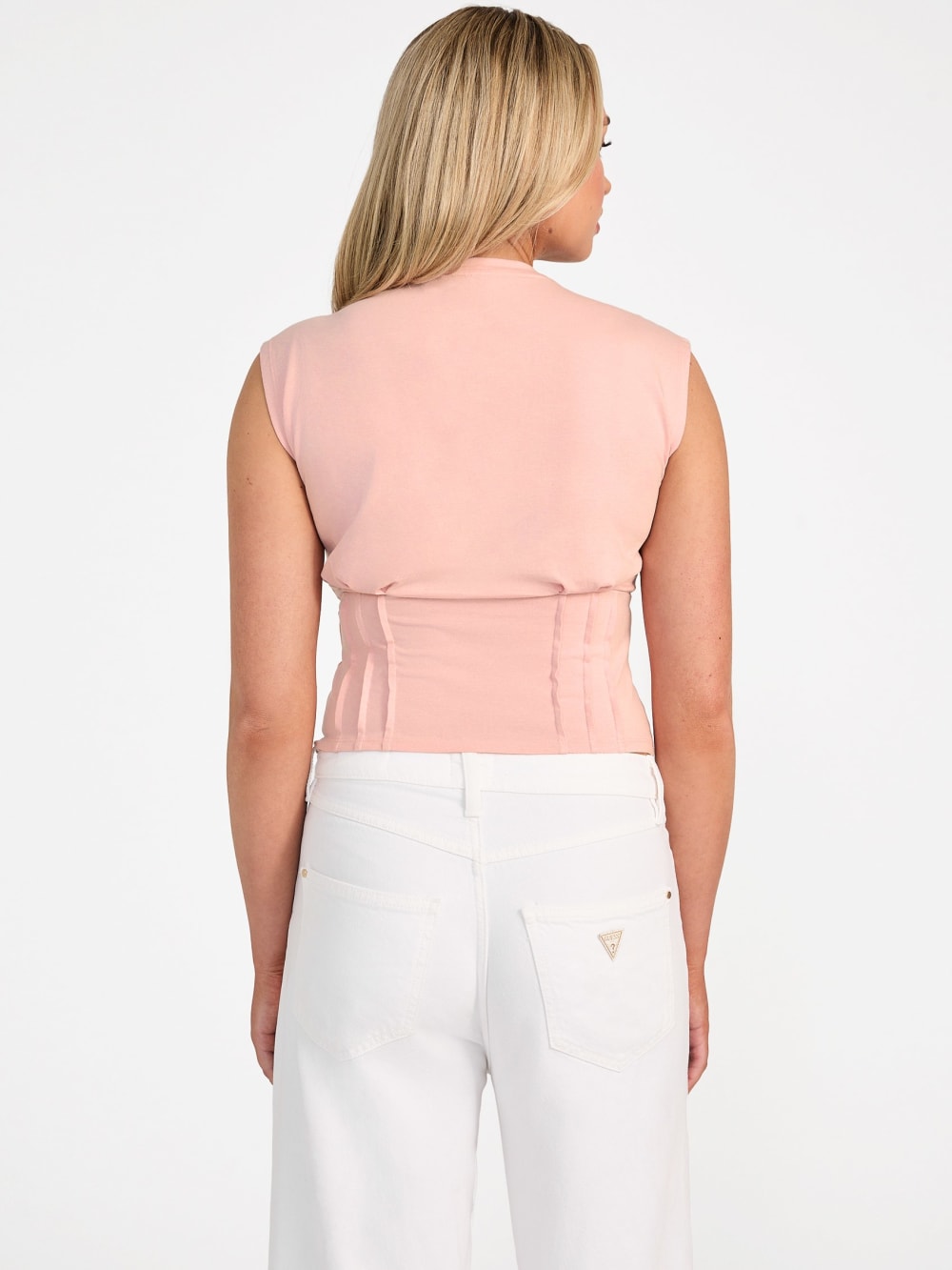 Eco Palm Leaf Corset Tee - Guess