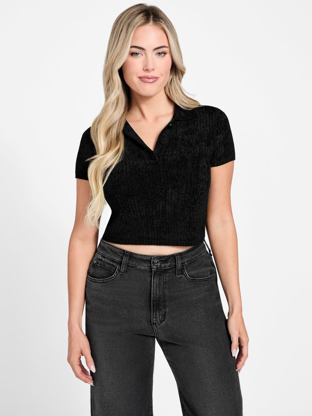 Mona Chenille Crop Polo - Guess