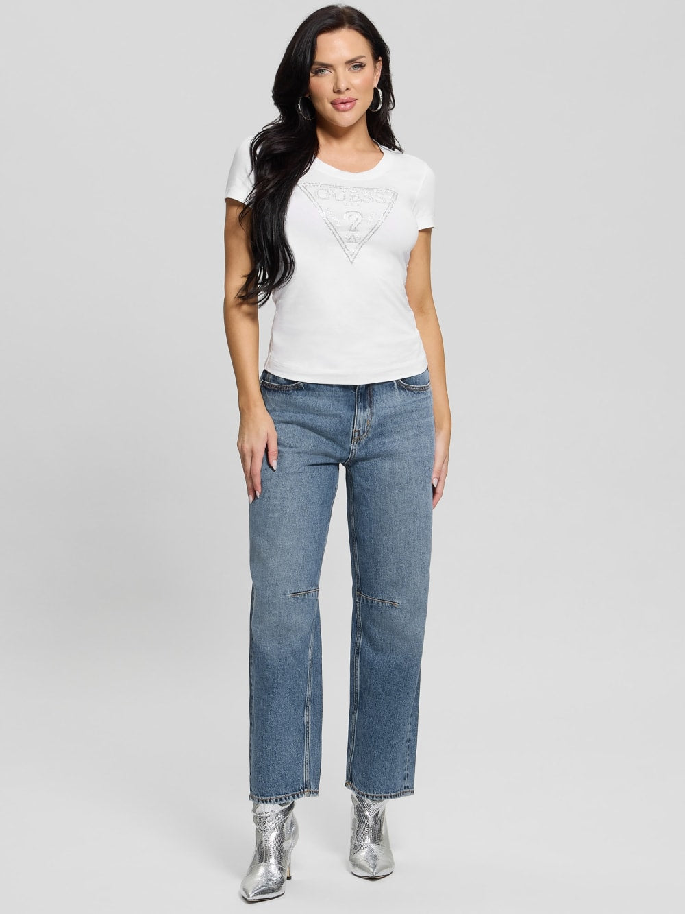 Eco Shiny Signature Triangle Tee - Guess