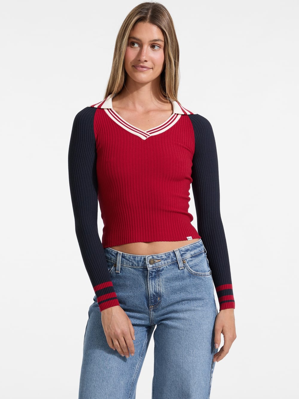 Raglan V-Neck Sweater Top - Guess