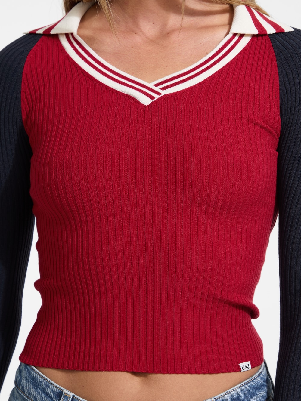 Raglan V-Neck Sweater Top - Guess