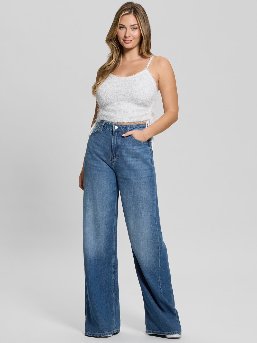 Shirr Eyelash Drawstring Cami - Guess