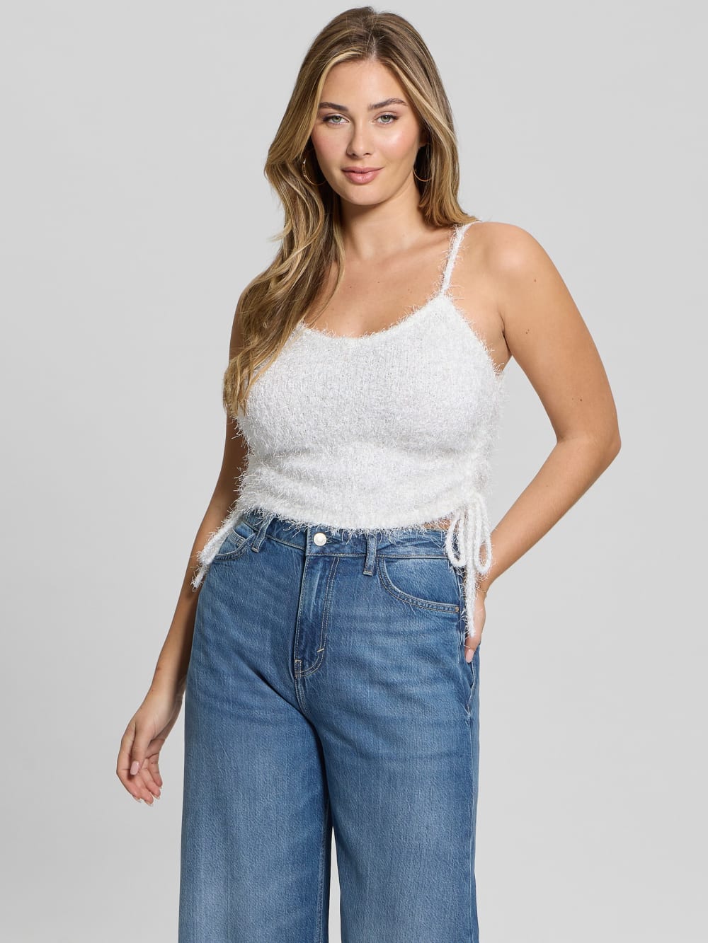 Shirr Eyelash Drawstring Cami - Guess