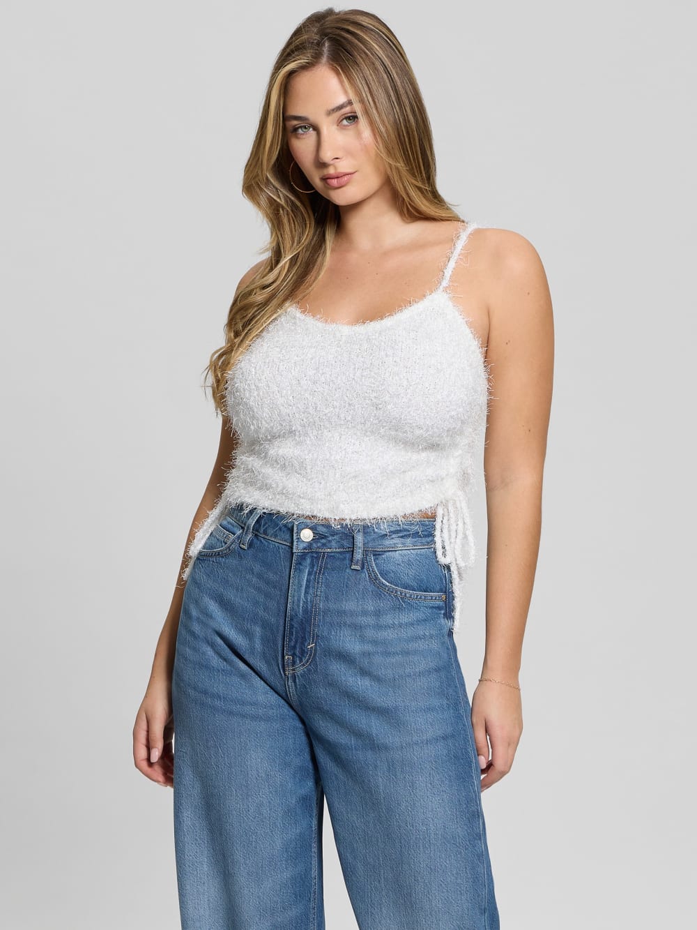 Shirr Eyelash Drawstring Cami - Guess