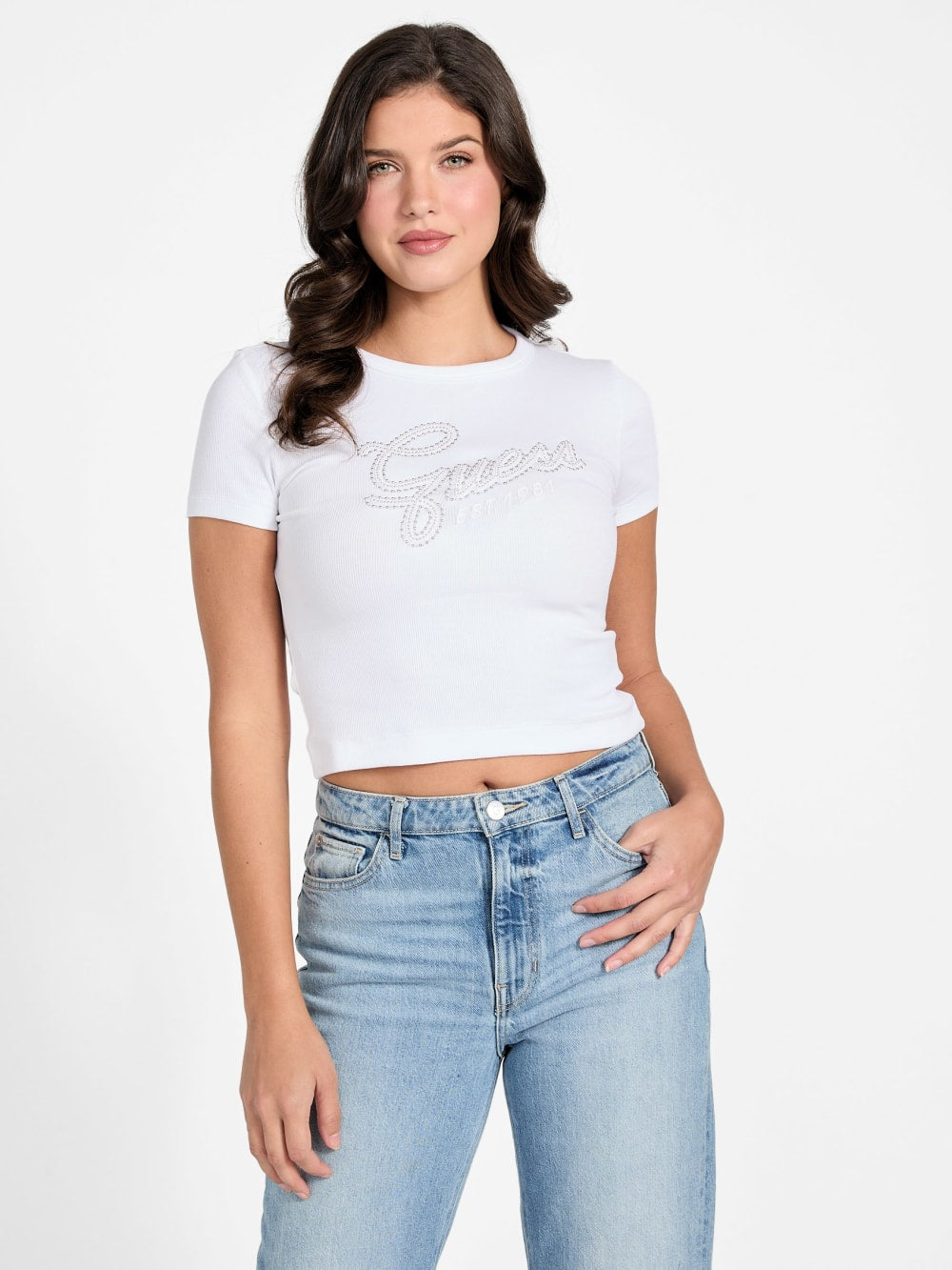 Logo Rhinestones t-shirt - Guess