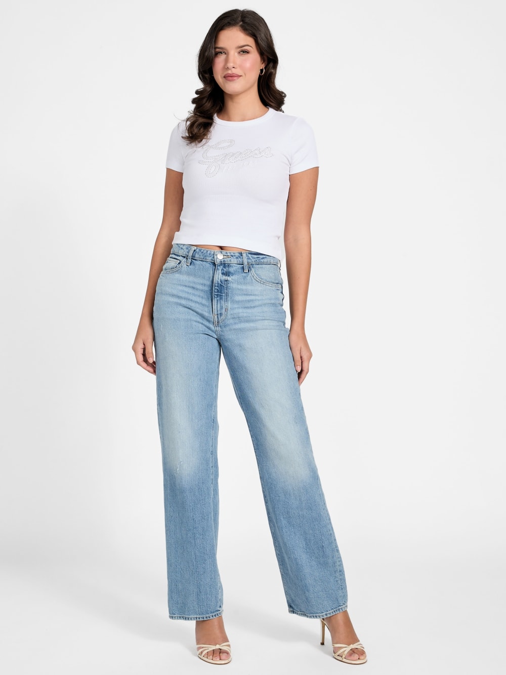 Logo Rhinestones t-shirt - Guess