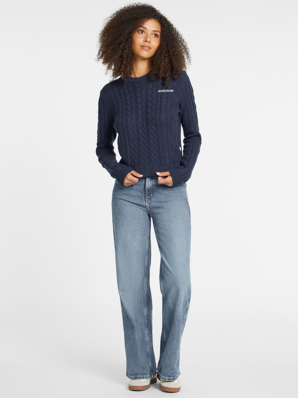 Wool-Blend Cable-Knit Sweater - Guess