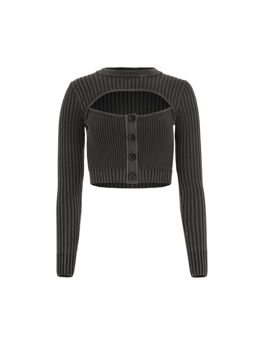 long-sleeve layered sweater top - Guess