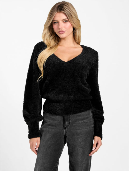 Niko Fuzzy V-Neck Sweater - Guess