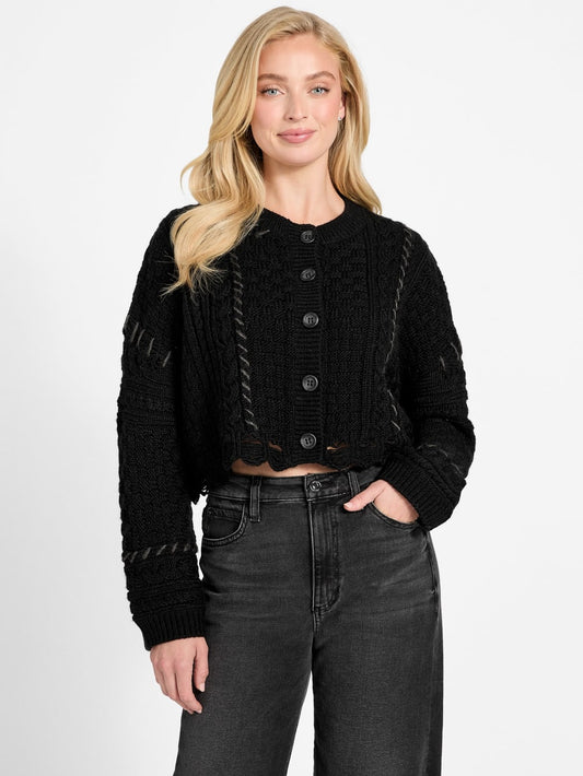 Kaori Wool-Blend Stitched Cardigan - Guess