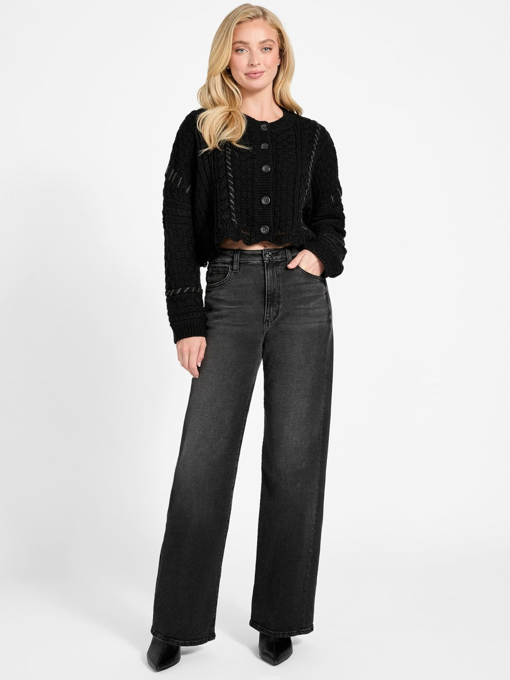 Kaori Wool-Blend Stitched Cardigan - Guess