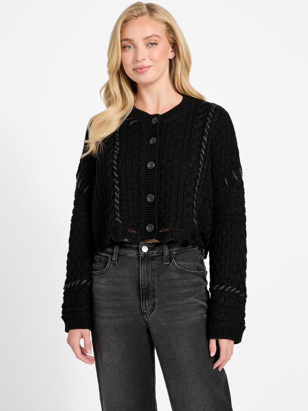 Kaori Wool-Blend Stitched Cardigan - Guess