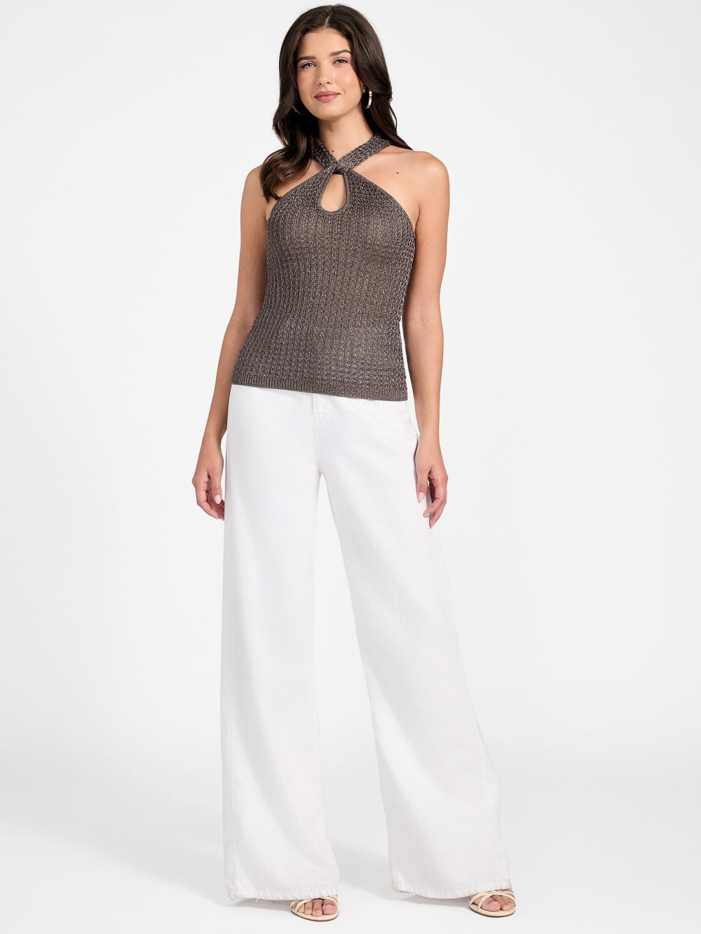 Ella Keyhole Lurex Sweater Top - Guess