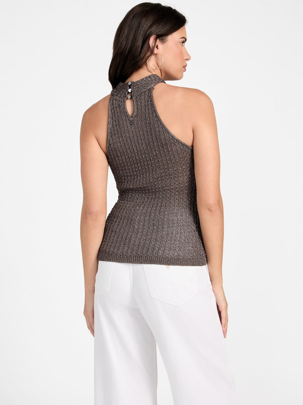 Ella Keyhole Lurex Sweater Top - Guess