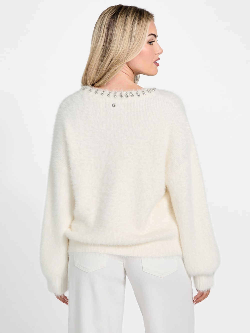 Arisa Rhinestone Neck Sweater - Guess