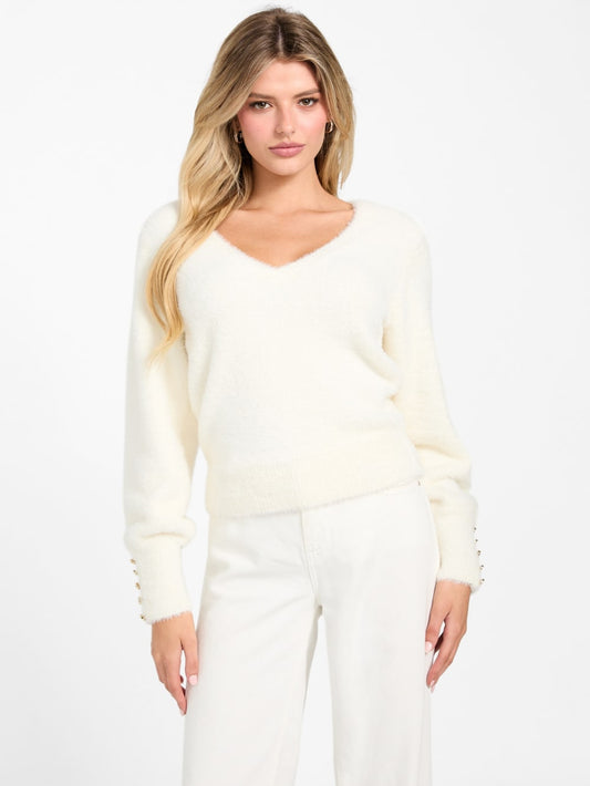 Niko Fuzzy V-Neck Sweater - Guess