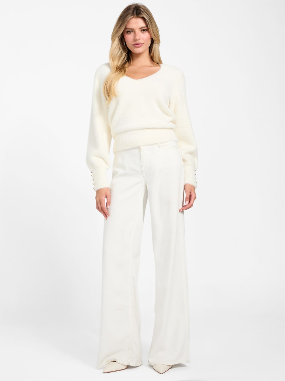 Niko Fuzzy V-Neck Sweater - Guess