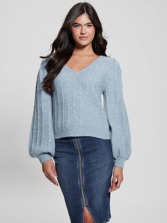 Madeline Textured V-Neck Sweater - Guess