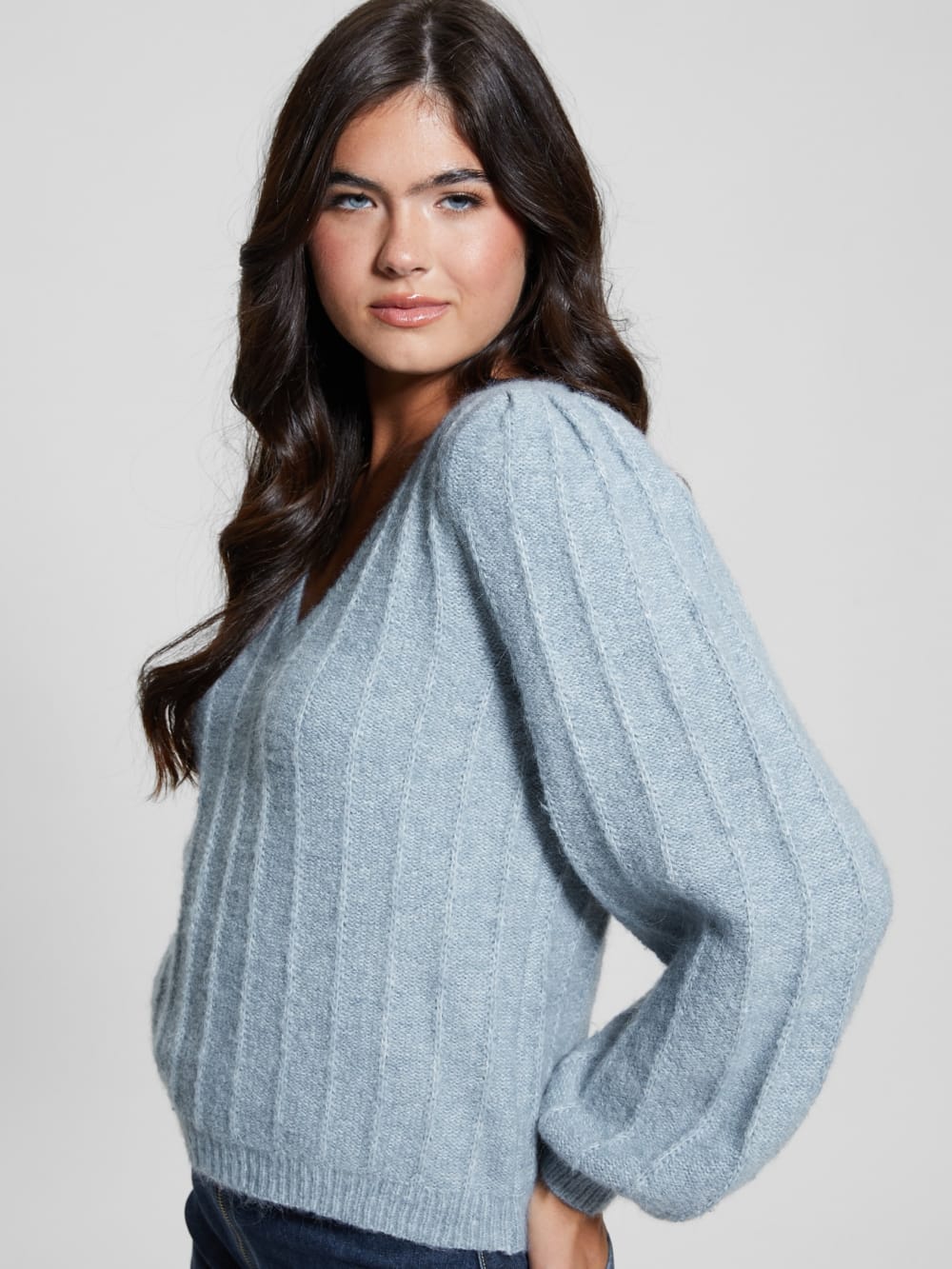 Madeline Textured V-Neck Sweater - Guess