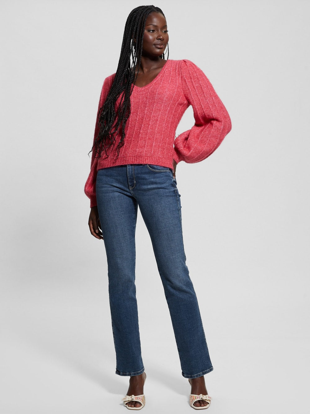 Madeline Textured V-Neck Sweater - Guess