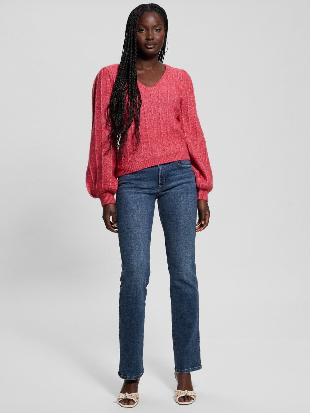 Madeline Textured V-Neck Sweater - Guess