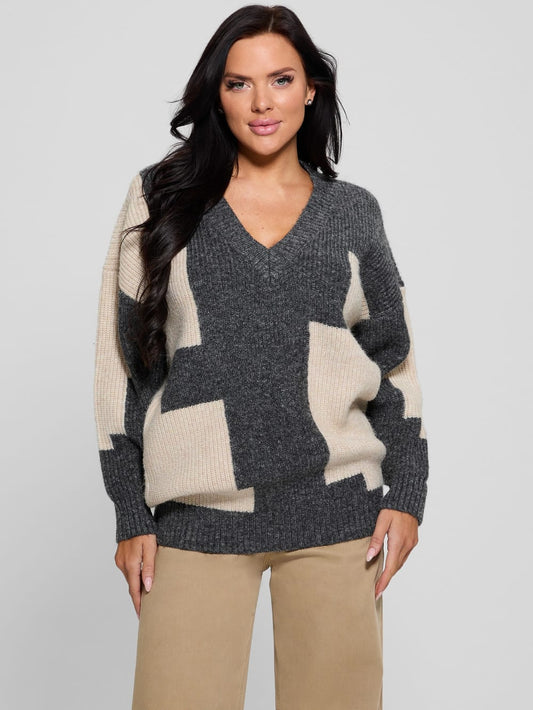 Intarsia Color-Block Sweater - Guess