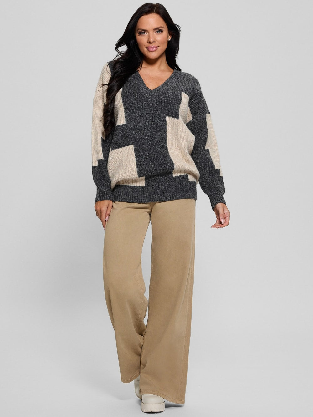 Intarsia Color-Block Sweater - Guess