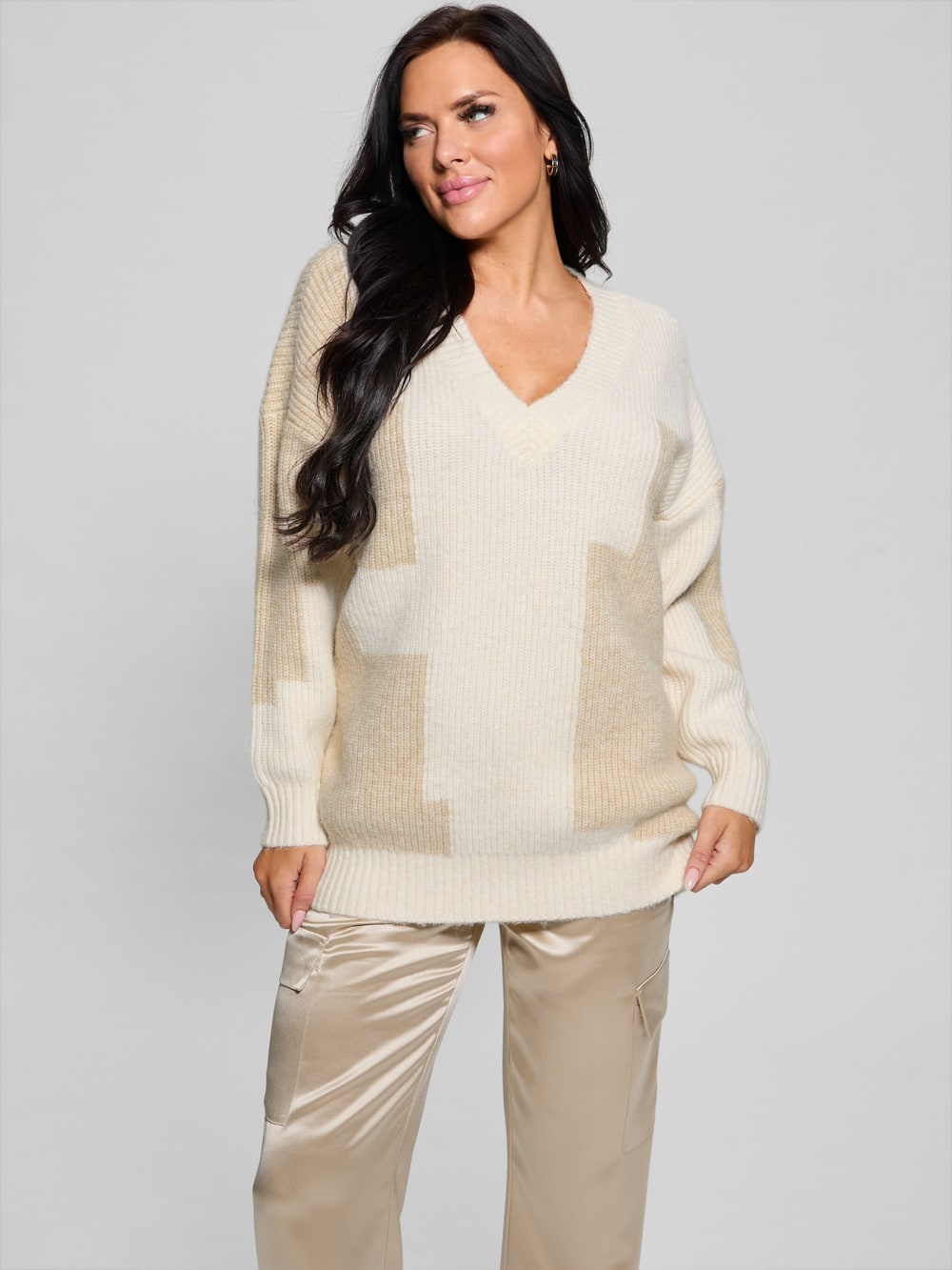 Intarsia Color-Block Sweater - Guess