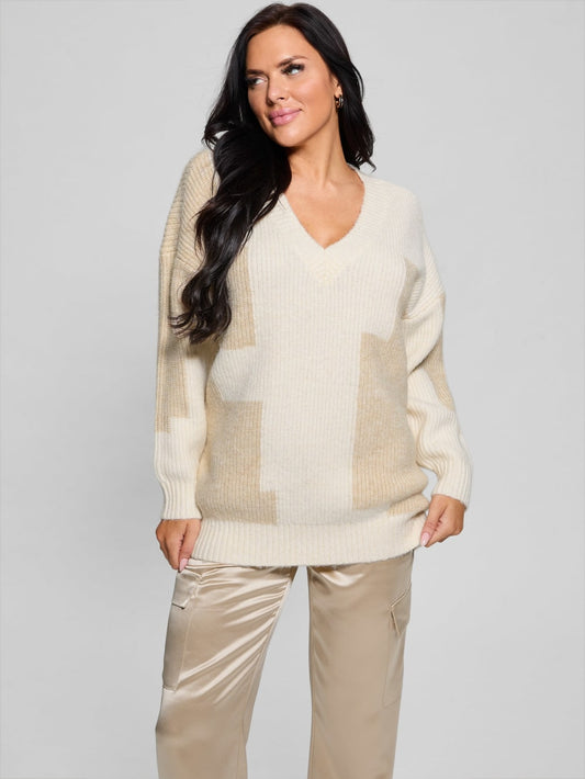 Intarsia Color-Block Sweater - Guess