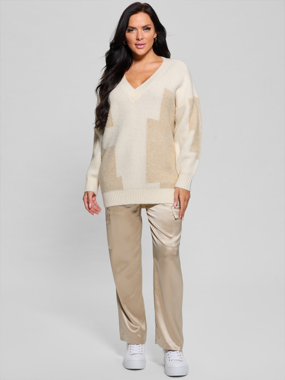 Intarsia Color-Block Sweater - Guess