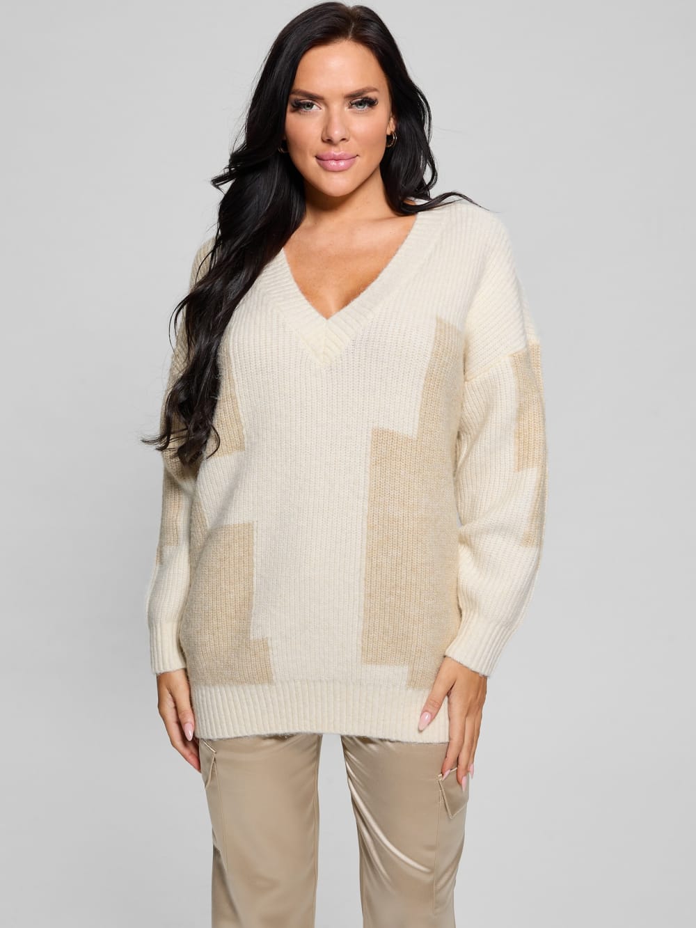 Intarsia Color-Block Sweater - Guess