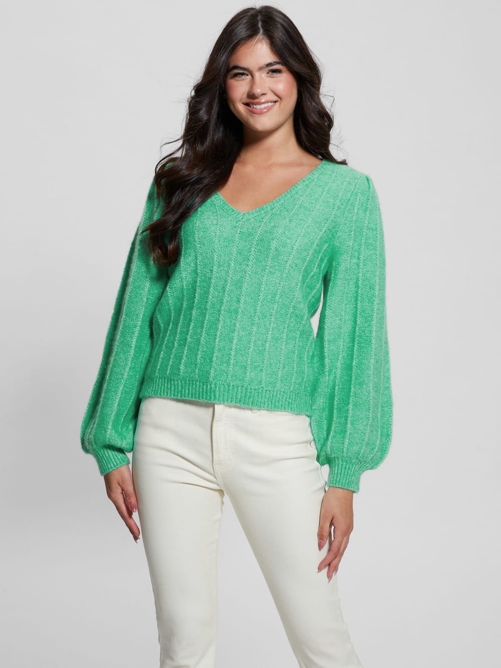 Madeline Textured V-Neck Sweater - Guess