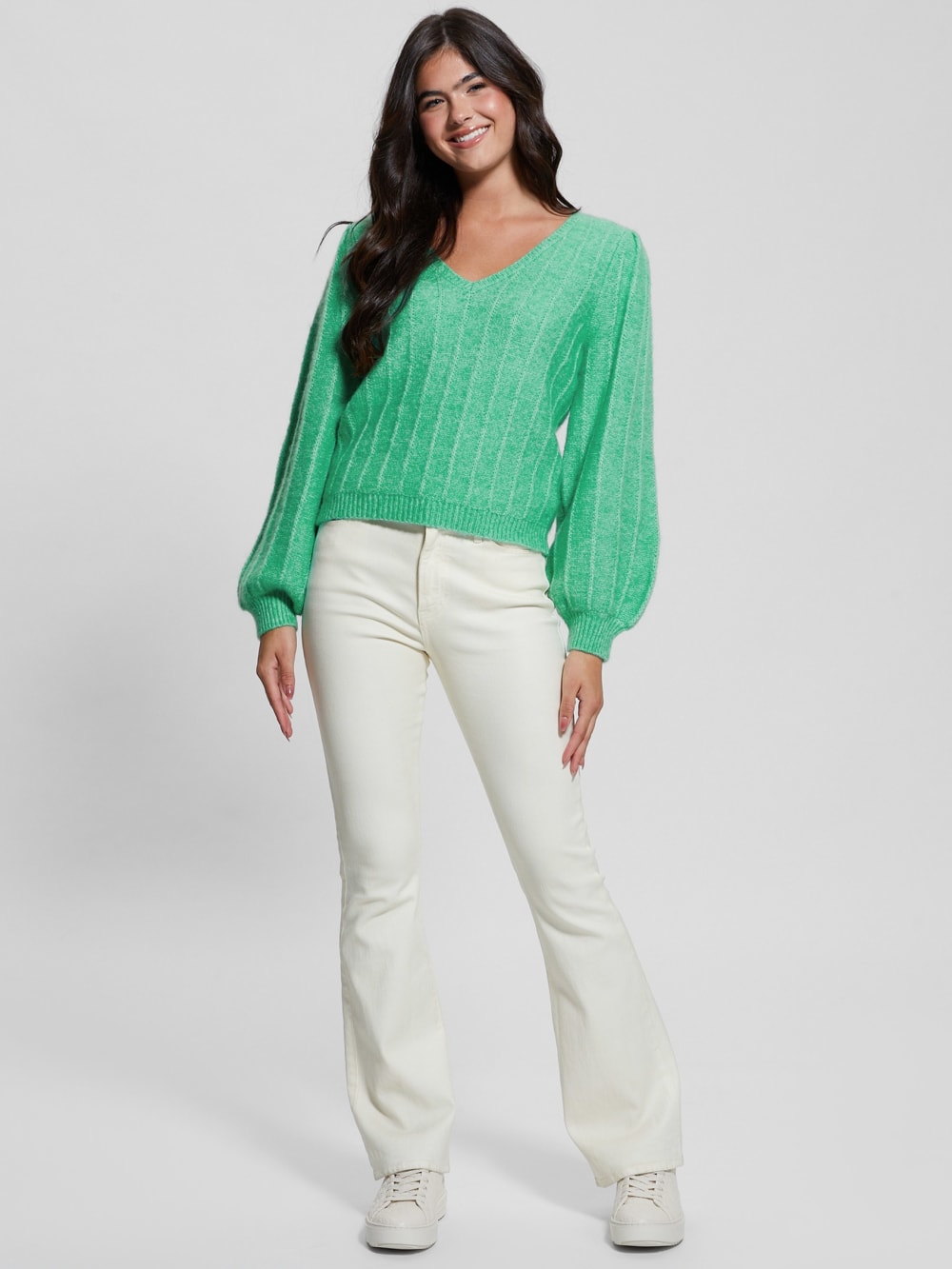 Madeline Textured V-Neck Sweater - Guess