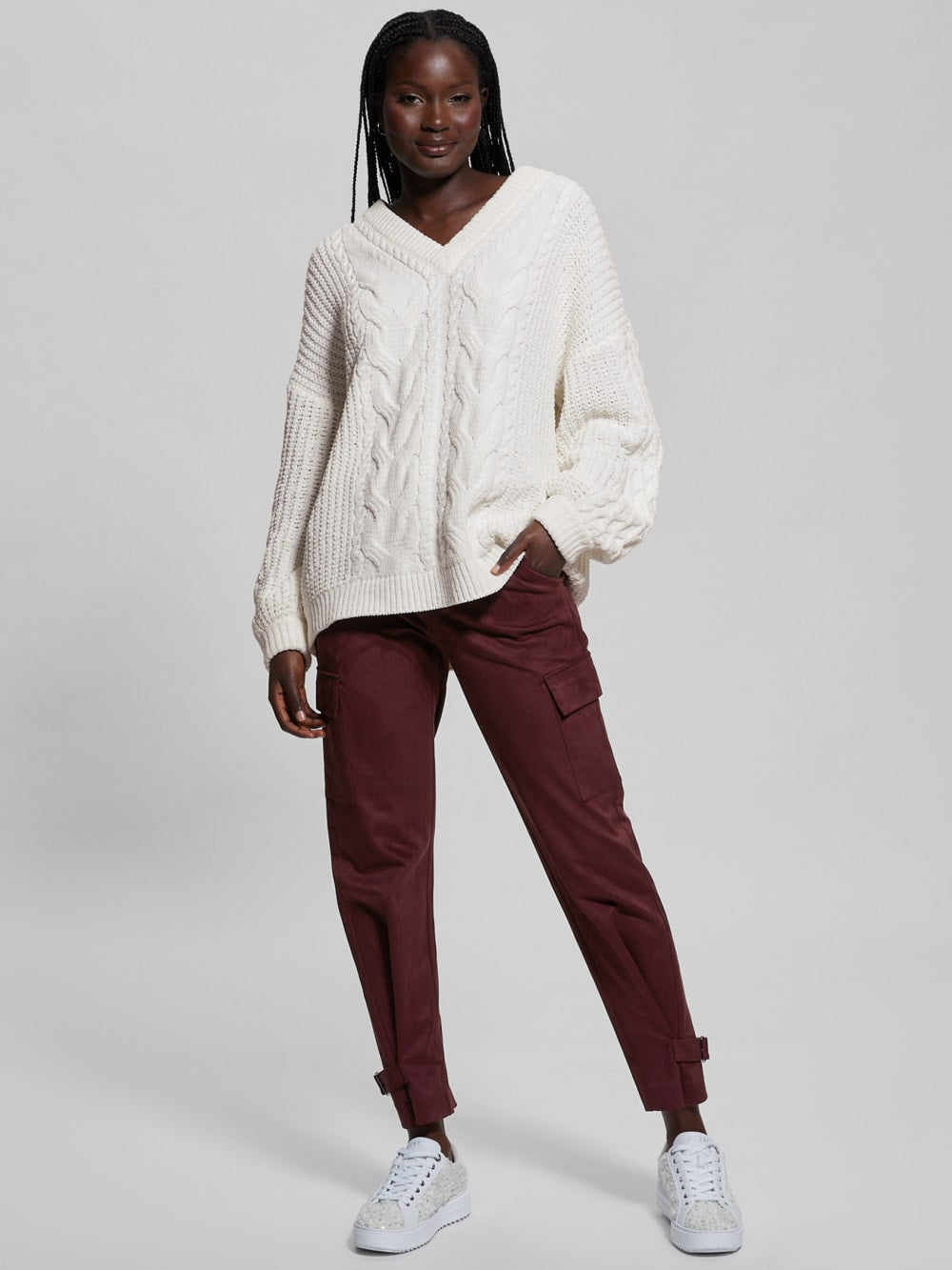 Aki Chenille Cable-Knit Sweater - Guess