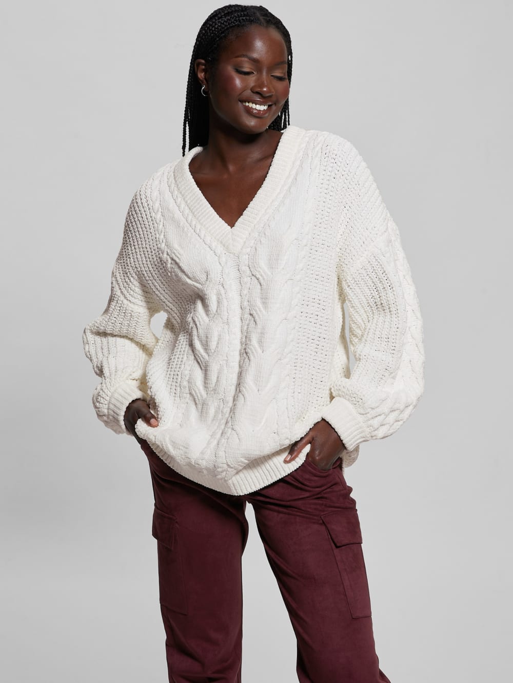 Aki Chenille Cable-Knit Sweater - Guess