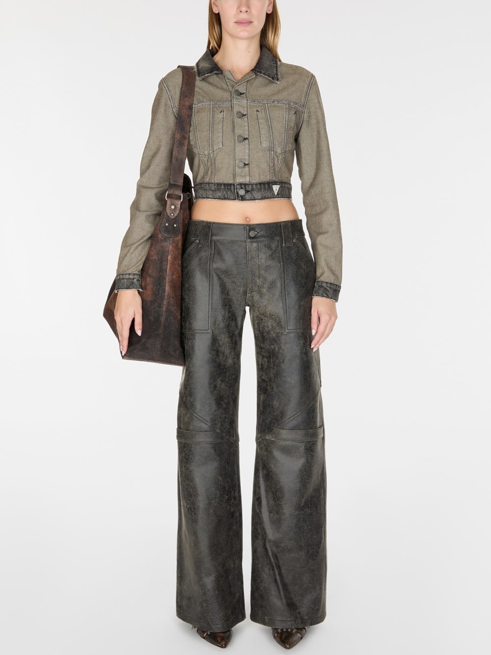 wide-Leg crackled leather pants - Guess
