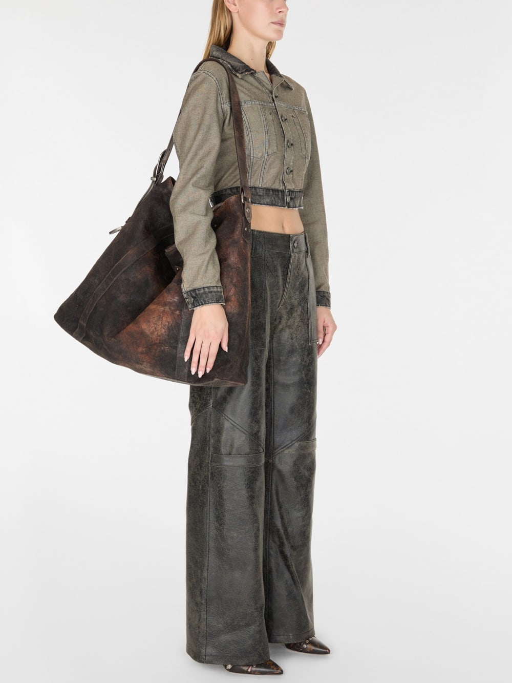 wide-Leg crackled leather pants - Guess