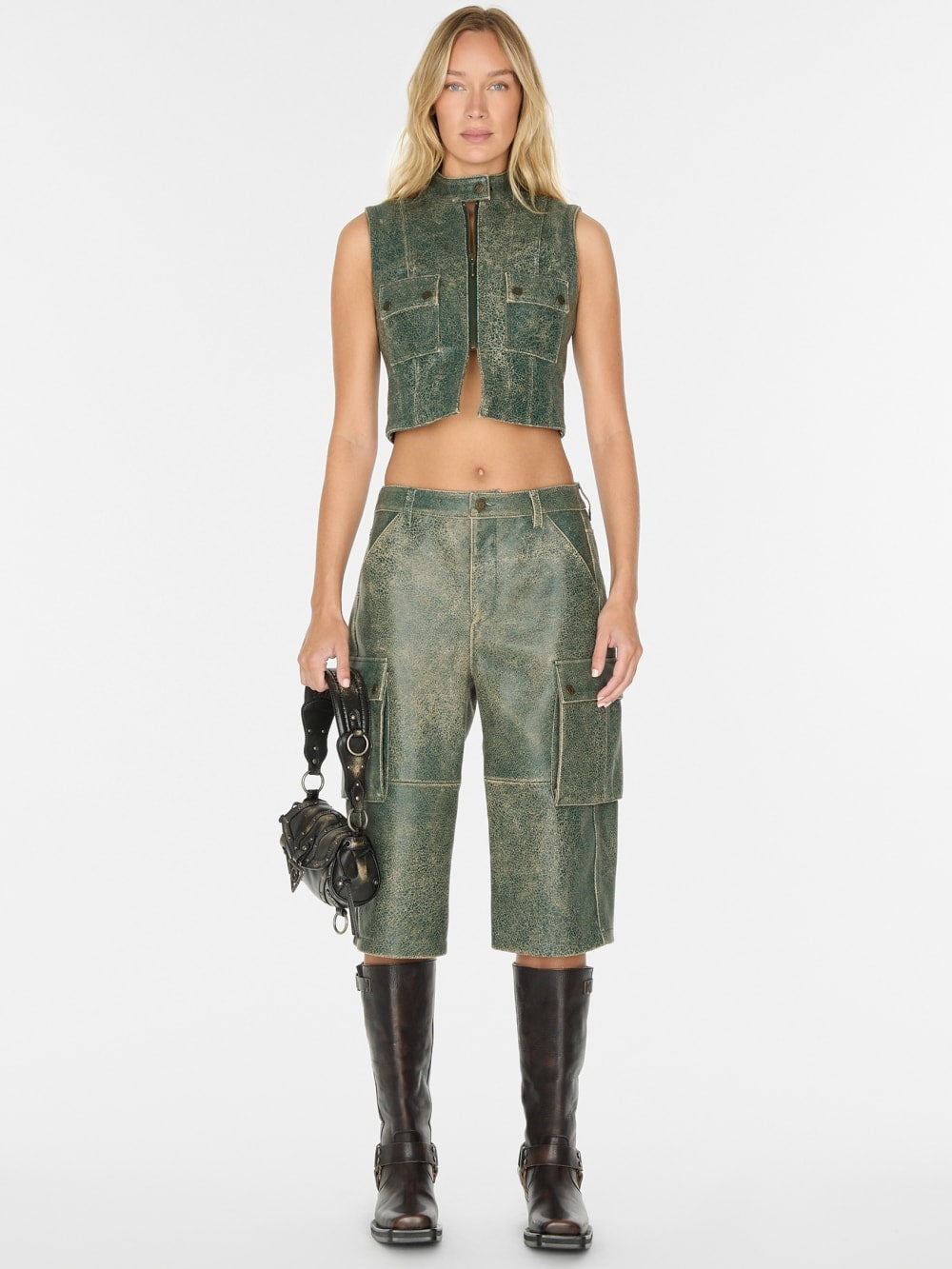 crackled leather cargo pants - Guess