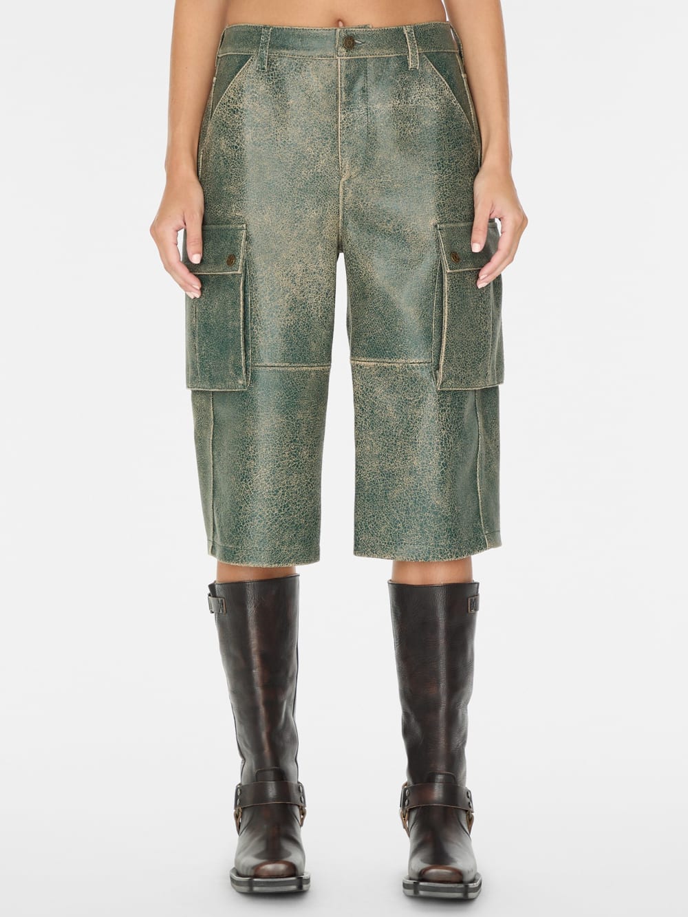crackled leather cargo pants - Guess