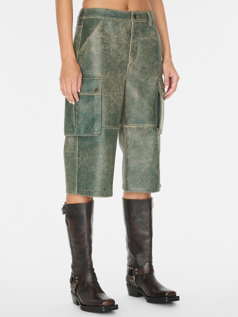 crackled leather cargo pants - Guess