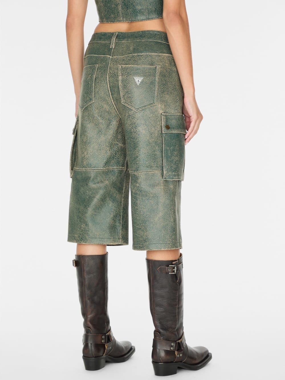 crackled leather cargo pants - Guess