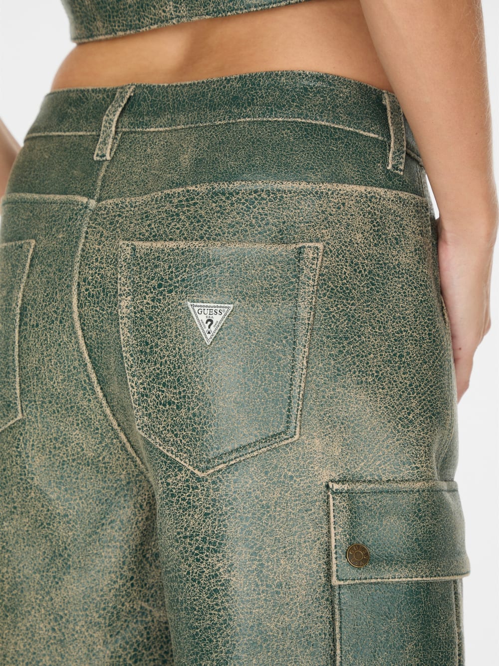 crackled leather cargo pants - Guess