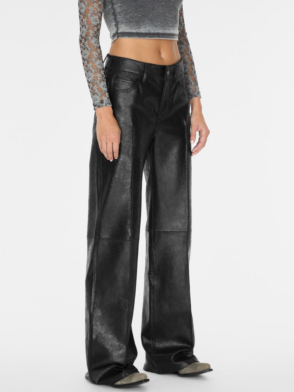 crackled leather pants - Guess