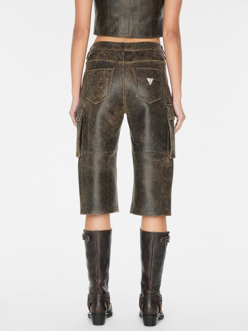 crackled leather cargo pants - Guess