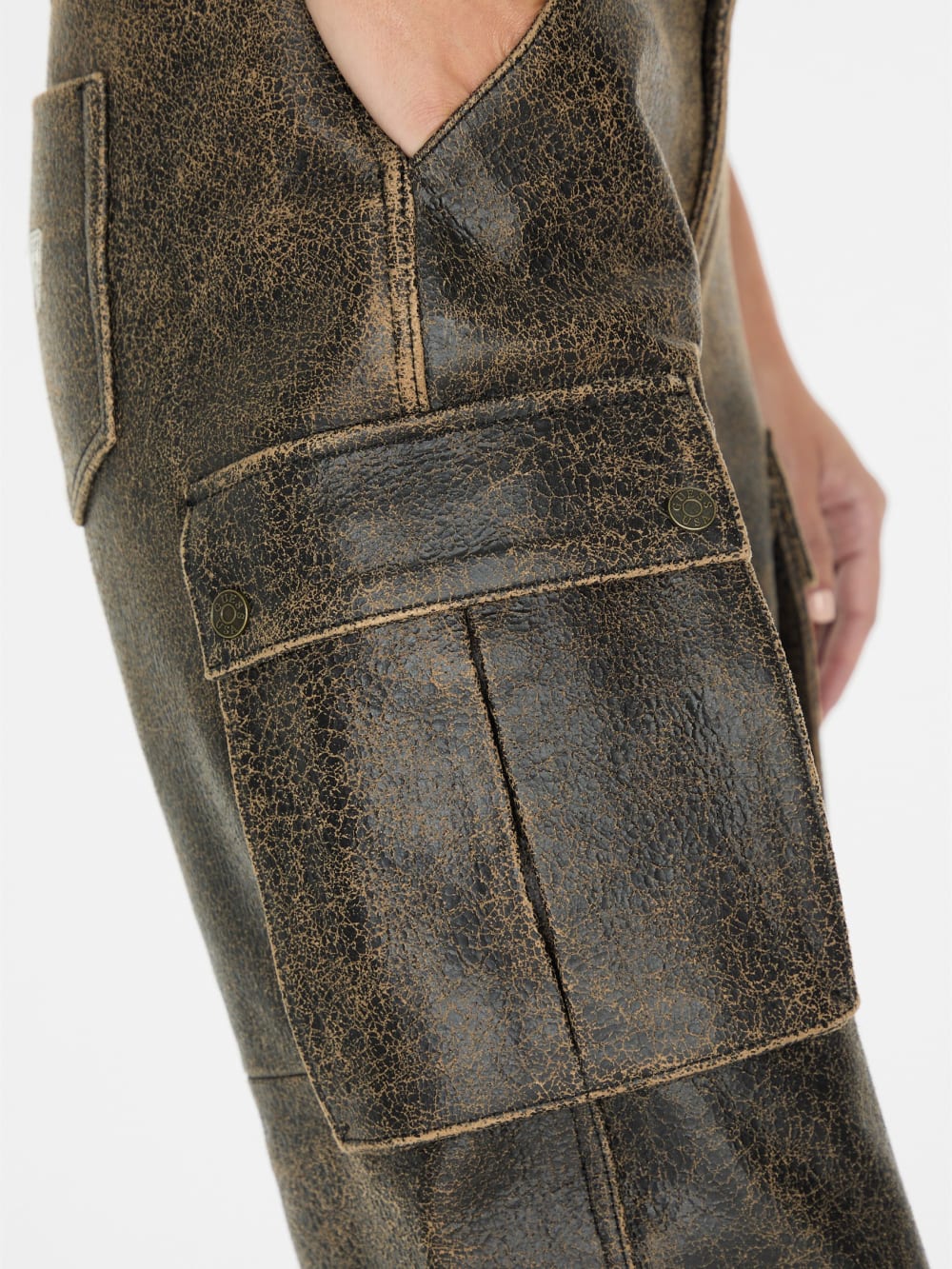 crackled leather cargo pants - Guess