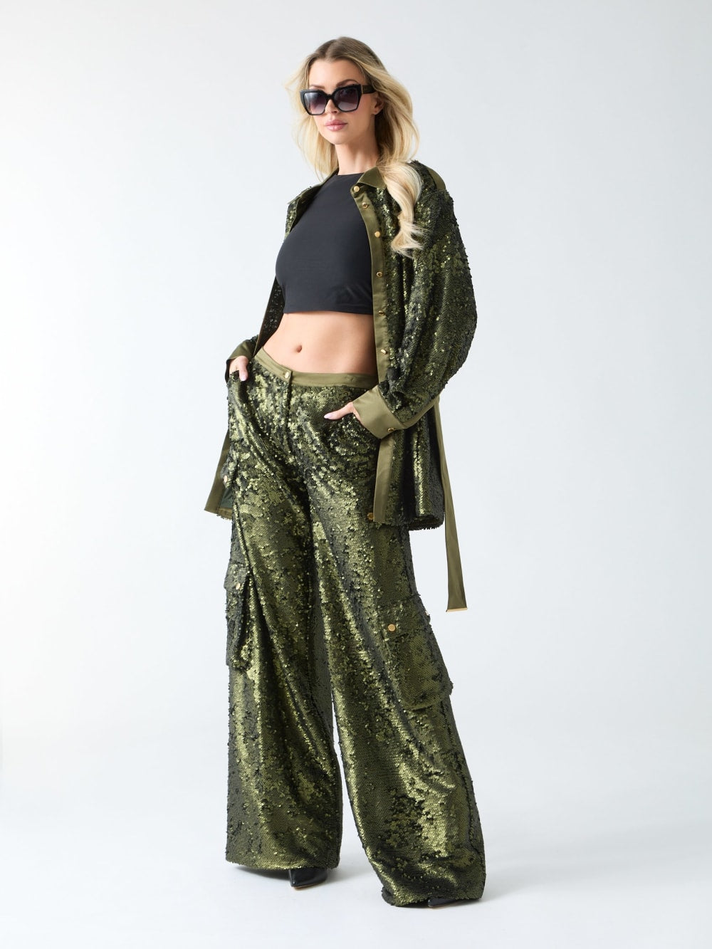 Kaia Sequin Cargo Pants - Guess