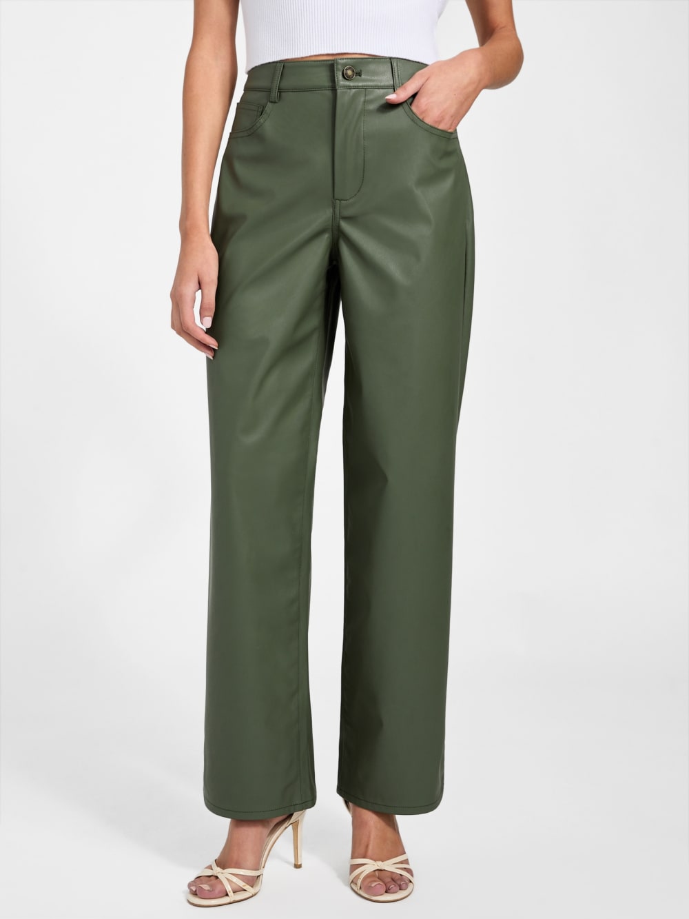 Alix Faux-Leather High-Rise Straight Pants - Guess